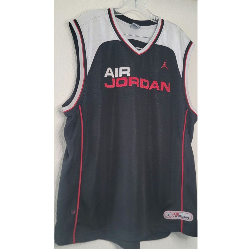 Nike Air Jordan Flight Retro Basketball Jersey Black Red White Men's XL